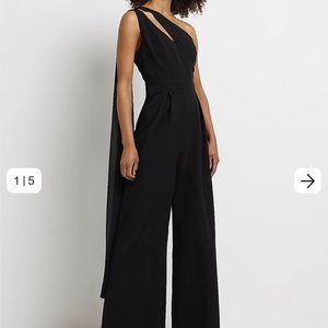 Black Cut-Out One Shoulder Jumpsuit. US size 12, UK 16, EUR 42.